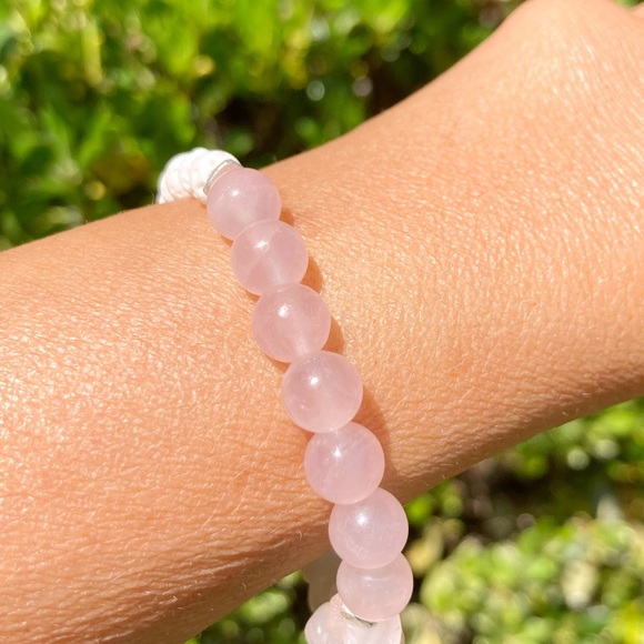 Rose Quartz Lava Stone Bracelet - Picture 4 of 12